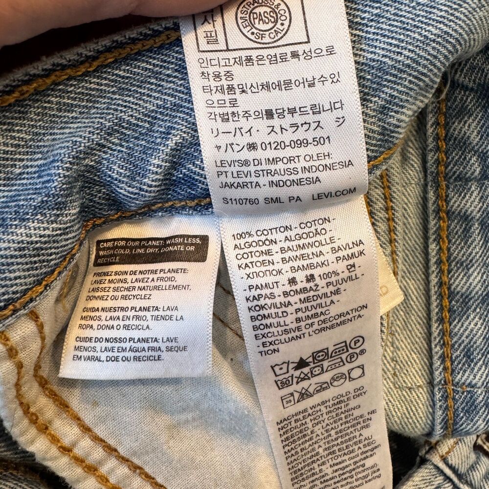 Levi's Icon Denim Mini Skirt Woven Minutes Sz 27 Button Fly - Picture 8 of 9